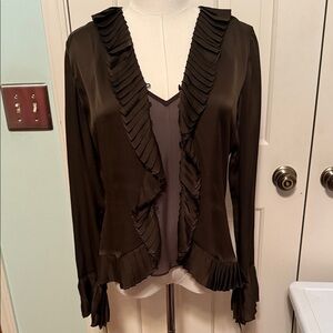 Lauren Ralph Lauren Dark Green Ruffled Blouse